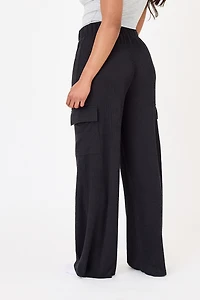 Cozy Rib Wide-Leg Cargo Pant