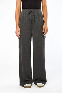 Cozy Rib Wide-Leg Cargo Pant