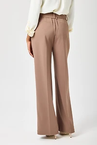 Knit Crepe Wide-Leg Pant with D-Ring Belt