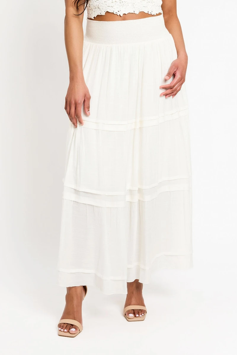 Gauze Tiered Maxi Skirt
