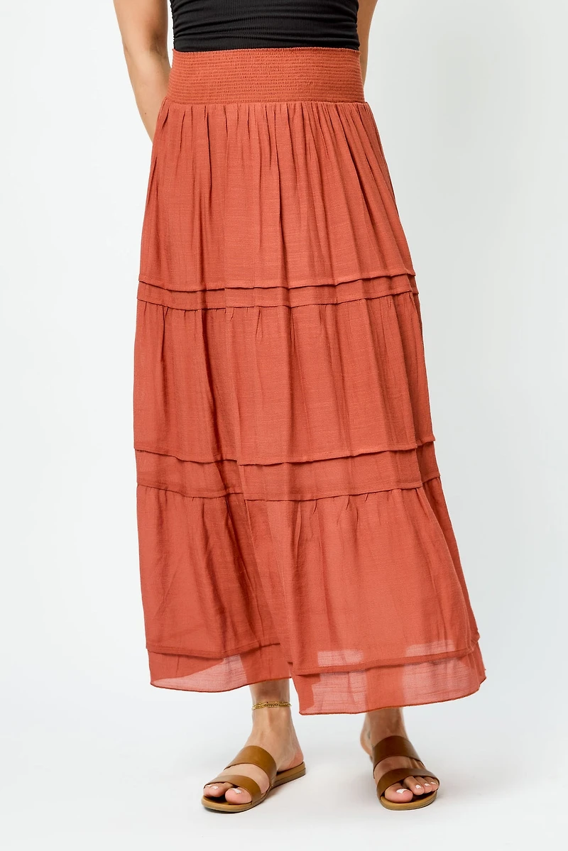 Gauze Tiered Maxi Skirt