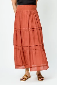 Gauze Tiered Maxi Skirt