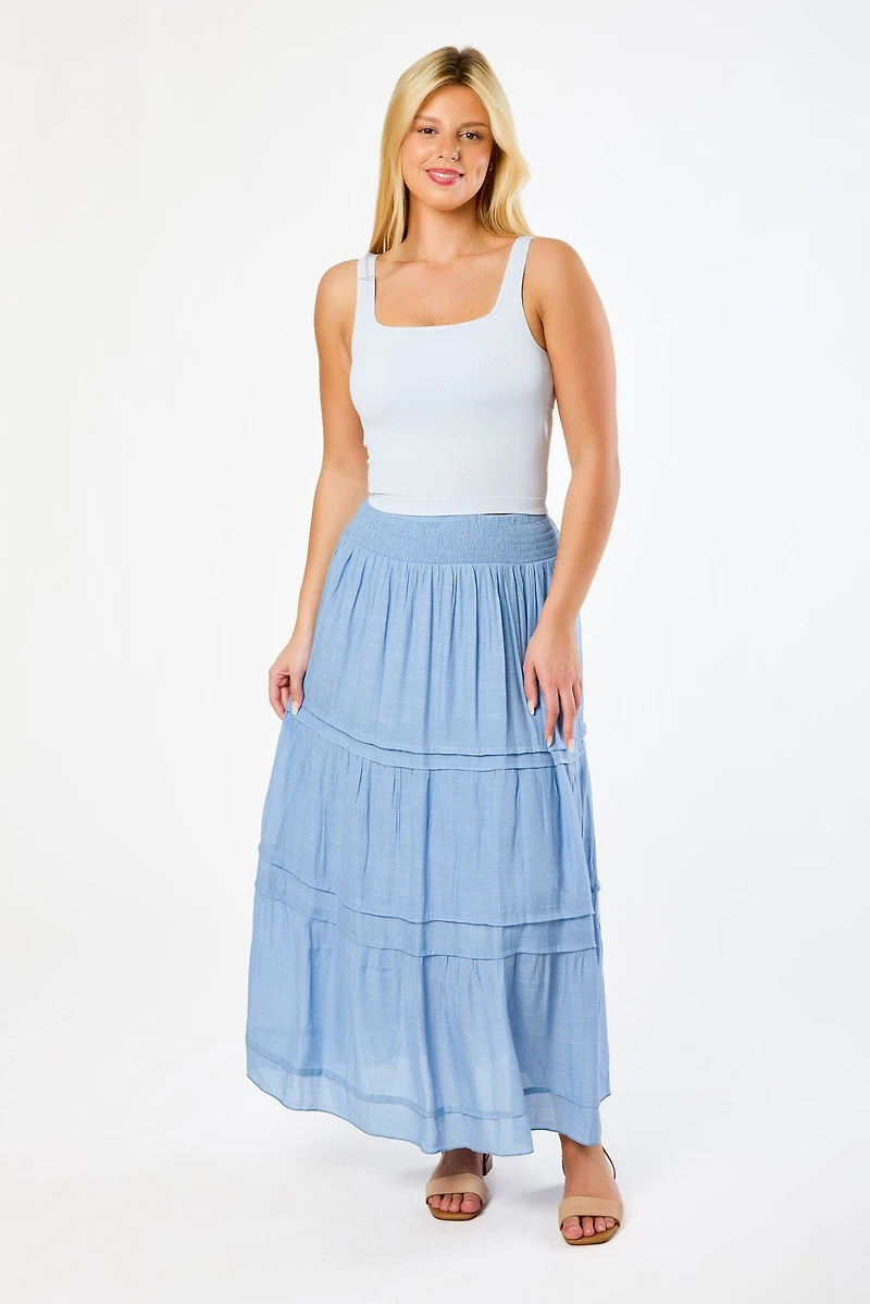 Gauze Tiered Maxi Skirt