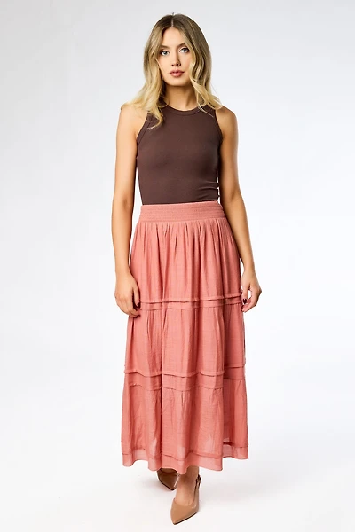 Gauze Tiered Maxi Skirt