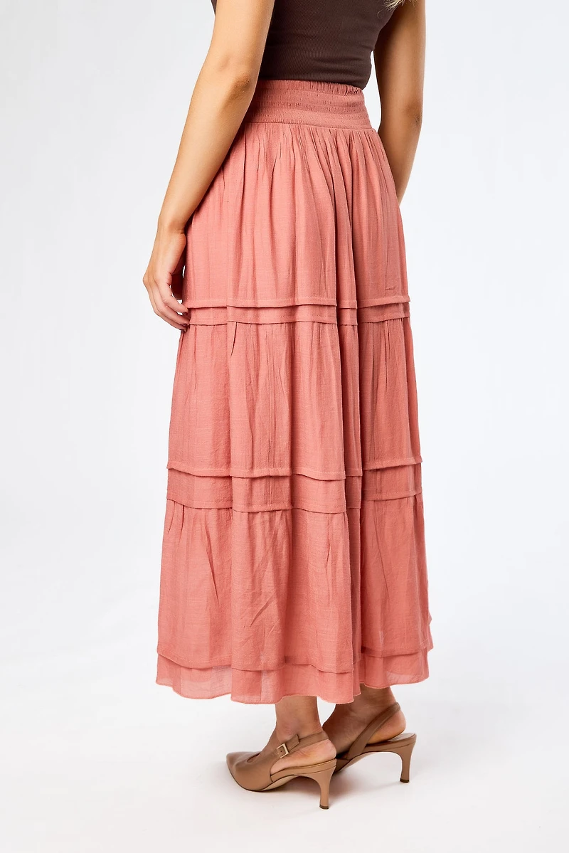 Gauze Tiered Maxi Skirt