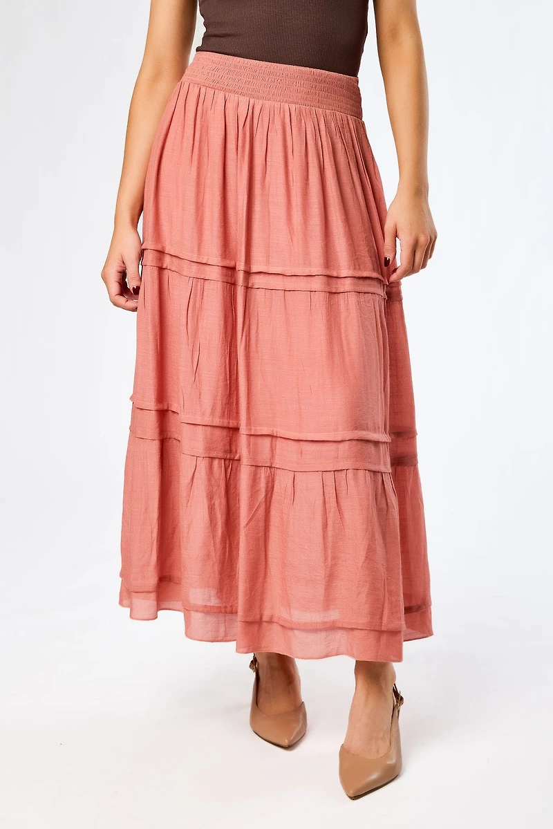 Gauze Tiered Maxi Skirt