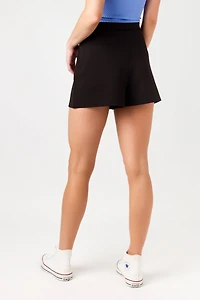 Stretch Crepe Faux-Wrap Skort