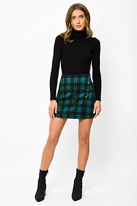 Everleigh Plaid Jacquard Wrap Skirt with Buttons