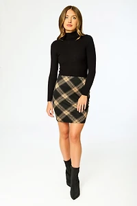 Plaid Jacquard Knit Mini Skirt