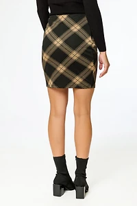 Plaid Jacquard Knit Mini Skirt
