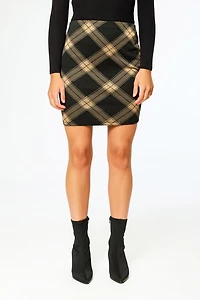 Plaid Jacquard Knit Mini Skirt