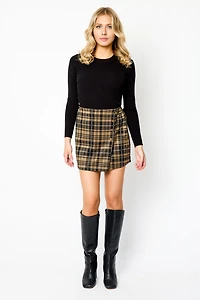 Penny Plaid Wrap Mini Skirt