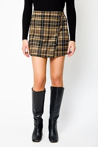 Penny Plaid Wrap Mini Skirt