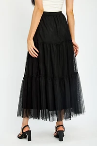 Tiered Mesh Maxi Skirt