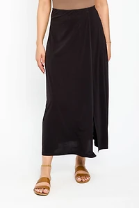 Solid Maxi Skirt with Side Slit and Built-in Shorts