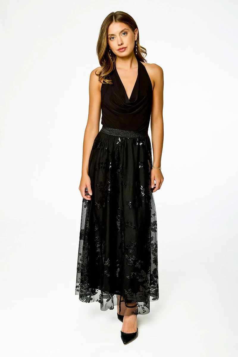 Sequin Mesh Maxi Skirt
