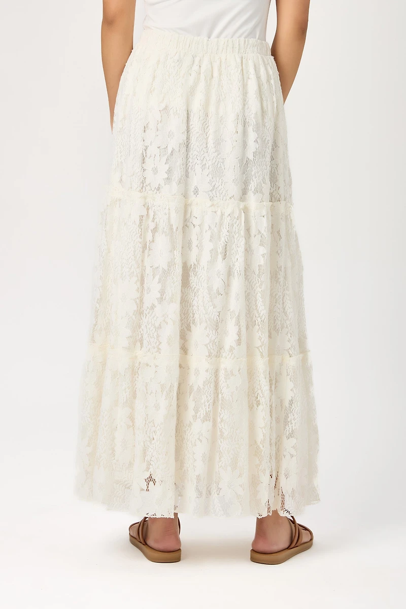 Lace Tiered Maxi Skirt