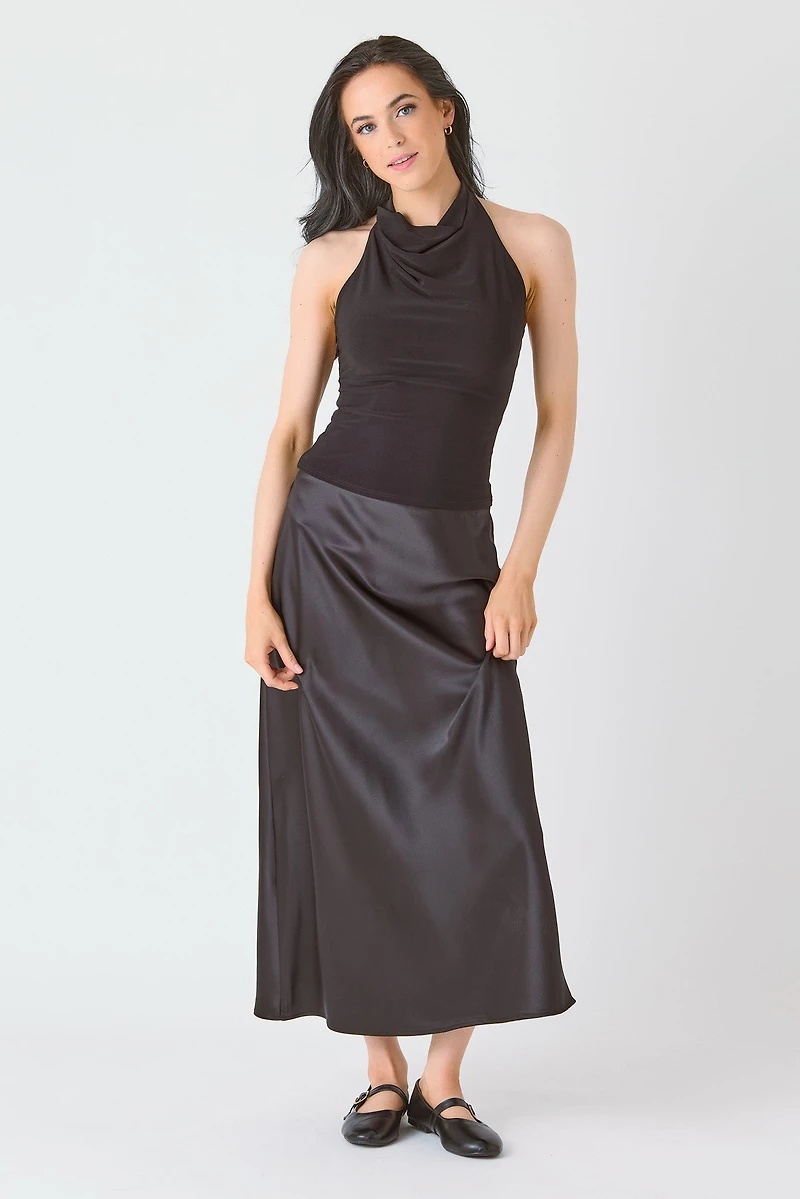Satin Midi Slip Skirt