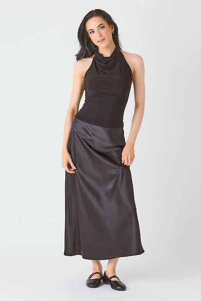 Satin Midi Slip Skirt
