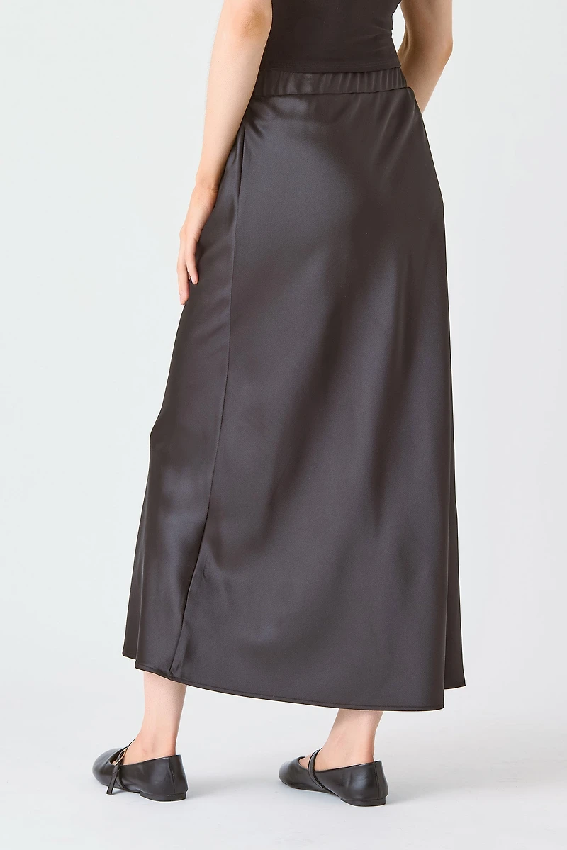 Satin Midi Slip Skirt