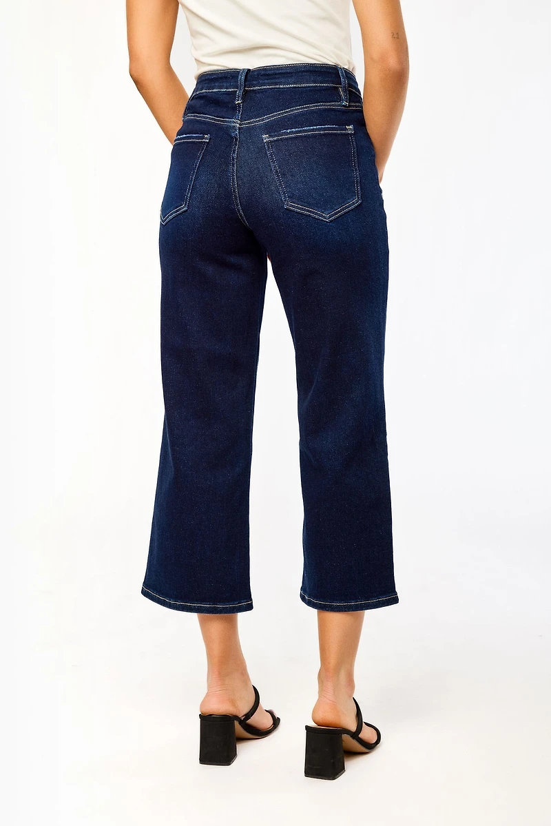 Tattoo Dark-Wash High-Rise Cropped Jean
