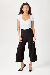 Stretch Crepe Cropped Pant with Double-Button Detail (23" Inseam)