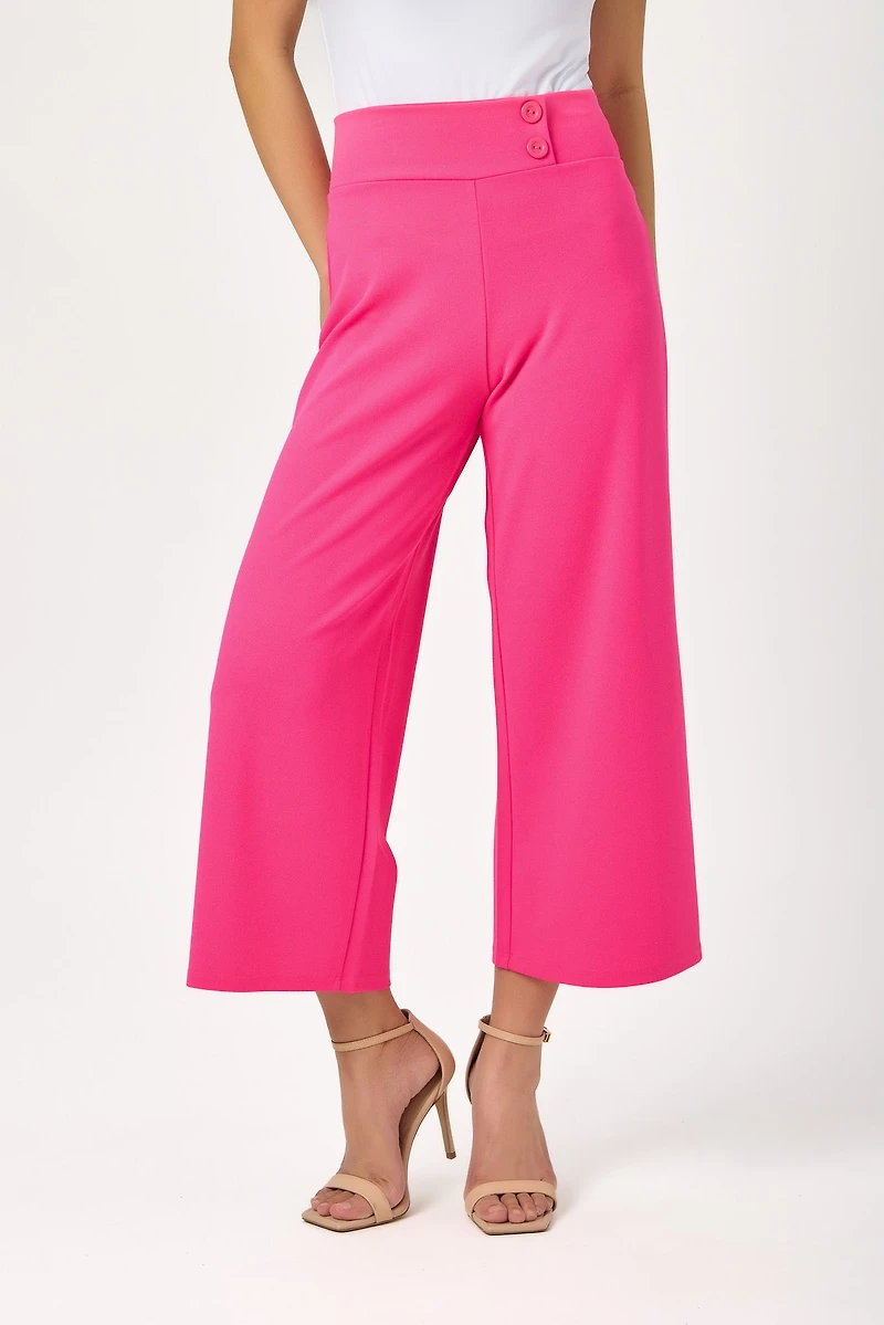 Stretch Crepe Cropped Pant with Double-Button Detail (23" Inseam)
