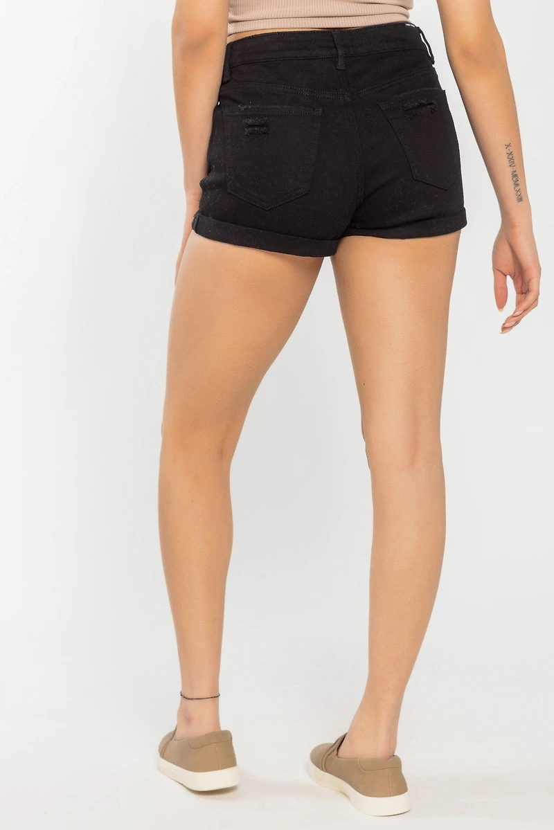 Almost Famous Distressed Black High-Rise Short
