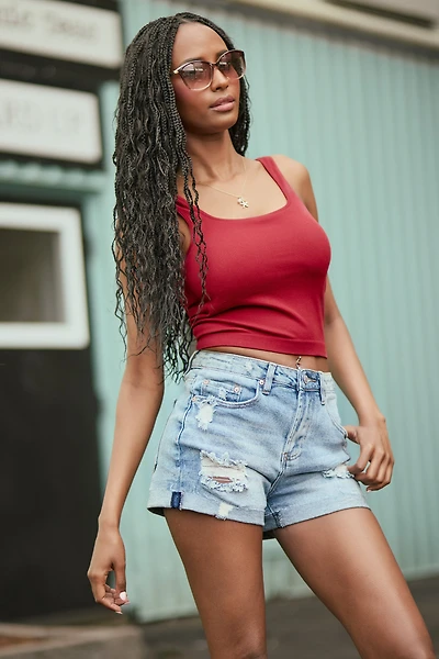 Almost Famous Light Wash Distressed Boho Shorts