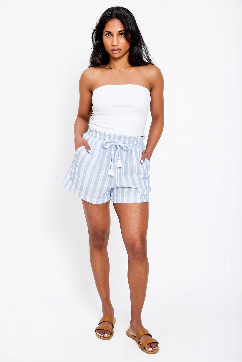 Double Cotton Striped Short with Drawstring