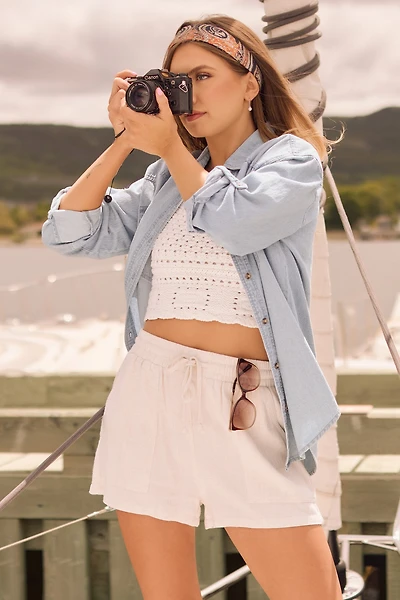 Viscose Linen Porkchop Pocket Shorts