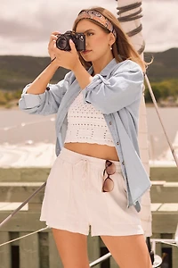 Viscose Linen Porkchop Pocket Shorts