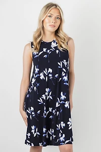 Floral Sleeveless Dress with Pockets