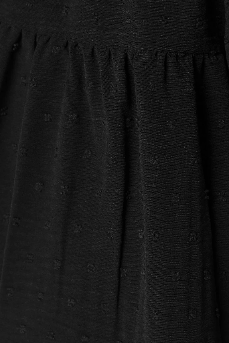 Swiss Dot Short-Sleeve Tiered Dress