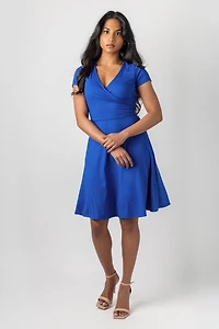 Ribbed Knit Crossover Skater Dress