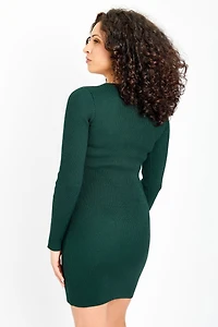 Ribbed Crew-Neck Dress