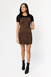 Animal Print Spaghetti Strap Bodycon Dress with Side Slit