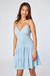 Ribbed Tiered Spaghetti-Strap Dress