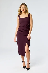 Square Neck Midi Dress with Side Slit