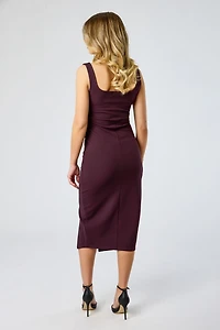Square Neck Midi Dress with Side Slit