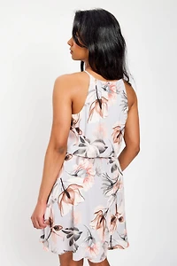 Large Floral Sleeveless Dress with Elastic Waist
