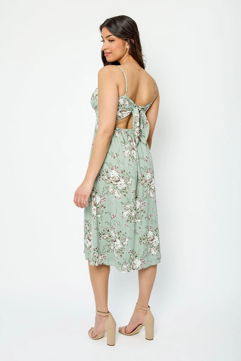 Floral Tie-Back Midi Dress