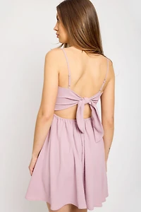 Airflow Sleeveless Scoop-Neck Mini Dress with Tie-Back