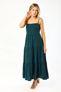 Airflow Sleeveless Tie-Back Tiered Midi Dress