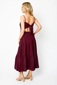 Airflow Sleeveless Tie-Back Tiered Midi Dress