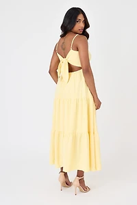Airflow Sleeveless Tie-Back Tiered Midi Dress