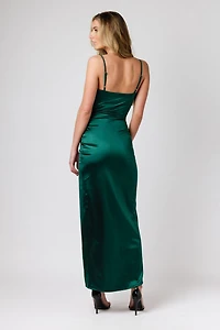 Formal Satin Slit Long Dress
