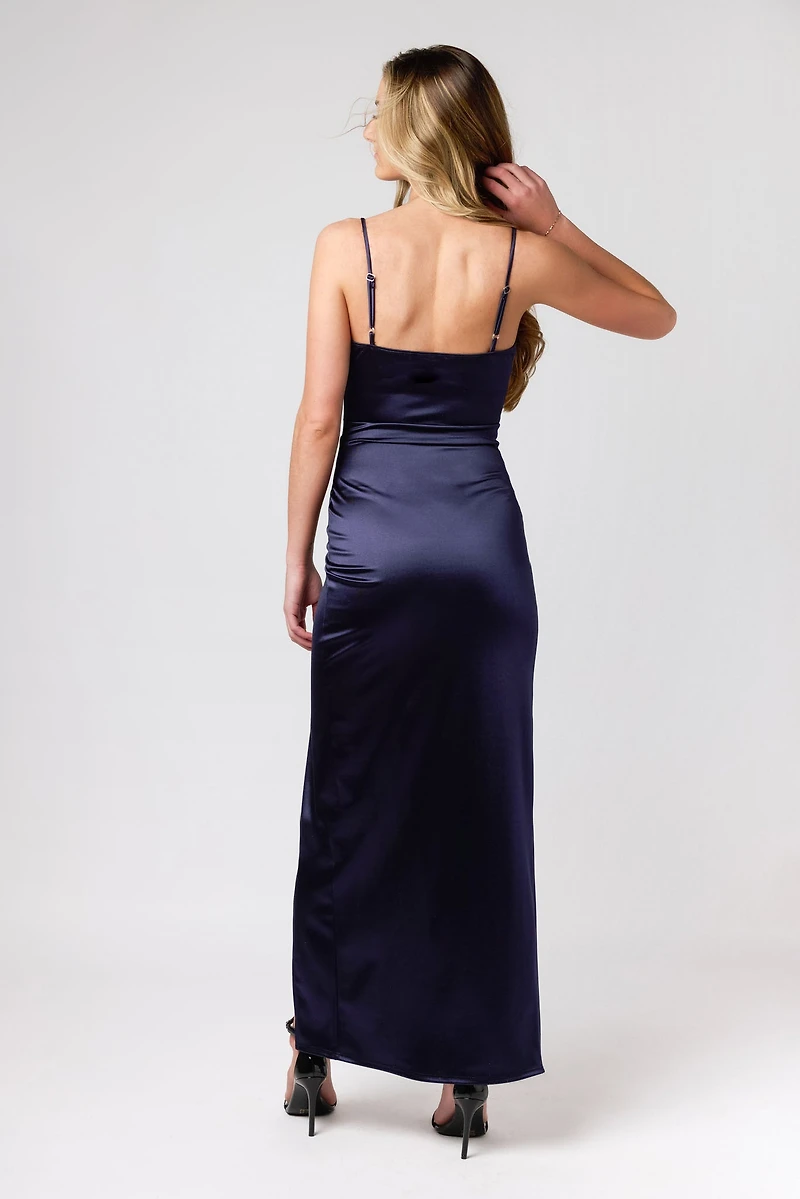 Formal Satin Slit Long Dress