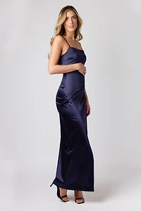 Formal Satin Slit Long Dress