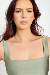 Satin Square-Neck Midi Dress with Side Slit